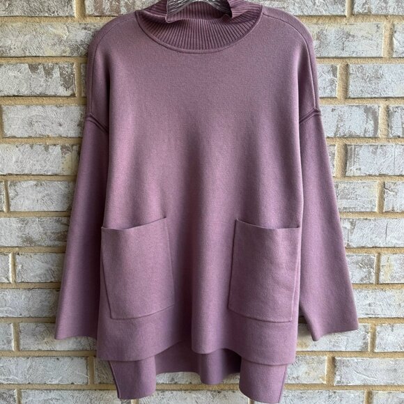 Chico's Long Sleeve Mock Neck Hi-Lo Heavyweight Sweater Size 2P (L Petite) - Picture 1 of 7